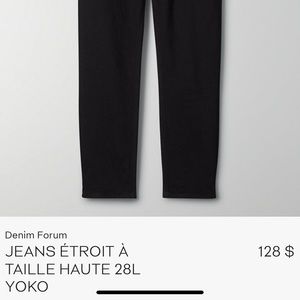 Jean étroit noir yoko aritzia 28L size 29